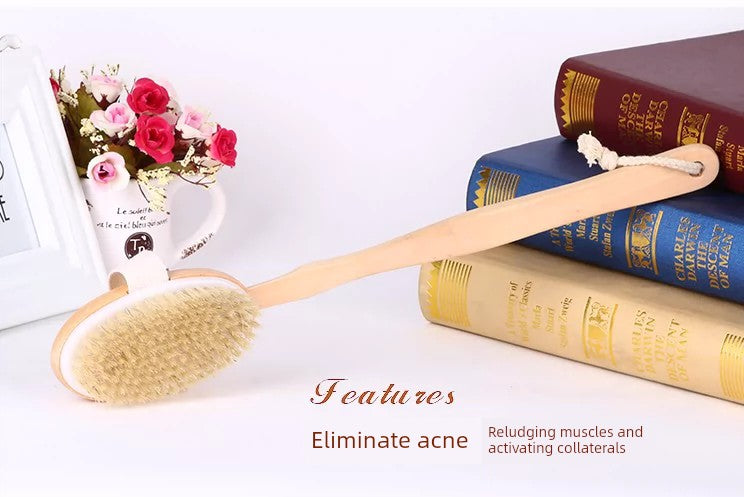 Wooden Handle Bath Bristle Detachable Massage Bath Brush