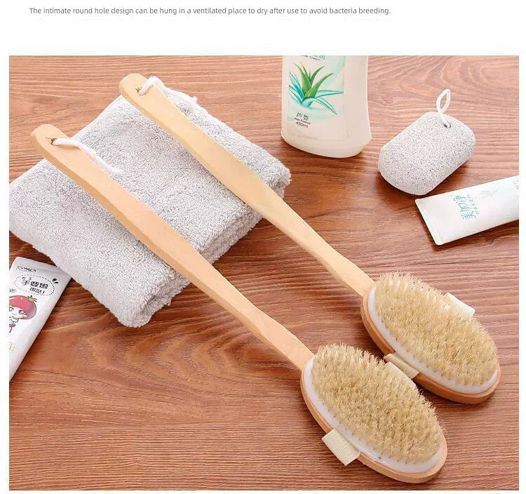 Wooden Handle Bath Bristle Detachable Massage Bath Brush