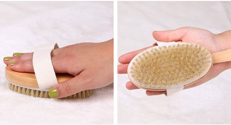 Wooden Handle Bath Bristle Detachable Massage Bath Brush