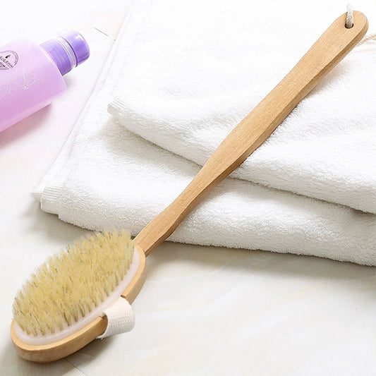 Wooden Handle Bath Bristle Detachable Massage Bath Brush