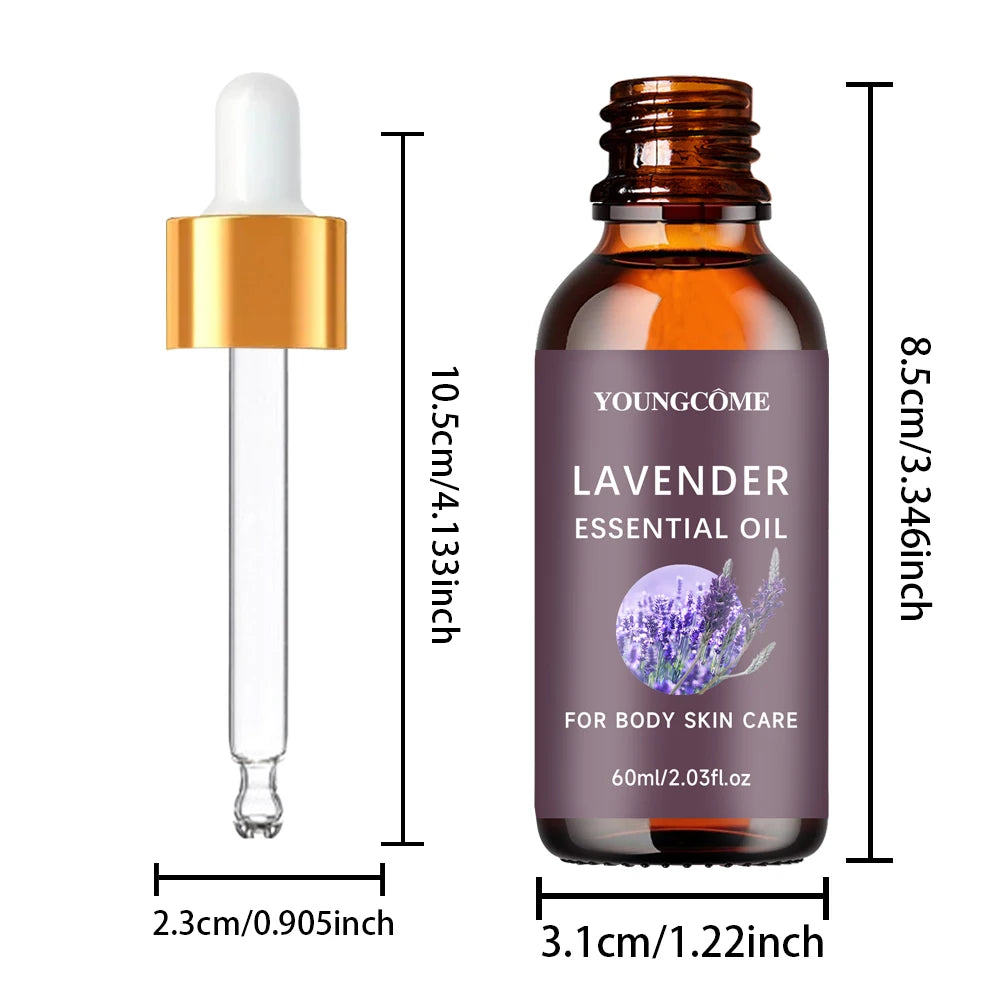 Organic Lavender Essential Oil 100% Pure - Aromatherapy for Sleep & Stress Relief, Natural Skin & Hair Care, Skin 40/60ml set