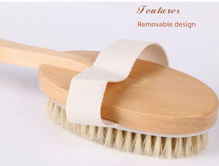 Wooden Handle Bath Bristle Detachable Massage Bath Brush