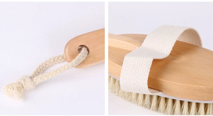 Wooden Handle Bath Bristle Detachable Massage Bath Brush