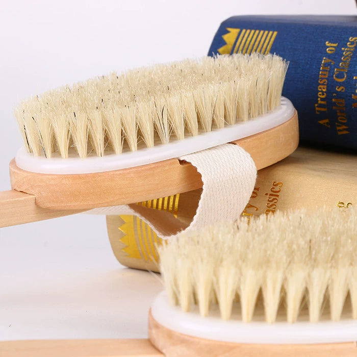 Wooden Handle Bath Bristle Detachable Massage Bath Brush